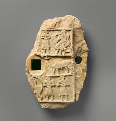 Placa de relevo com cena de banquete, c.2600–2500 aC (gesso alabastro) de Sumerian Sumerian
