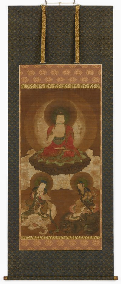 Tríade budista: Sakyamuni, Manjusri e Samantabhadra, período Edo, meados do século XVII e início do século XVIII. de Sumiyoshi Gukei