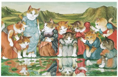 Ilustração de Pre-Raphaelite Cats (pub. 1999) de Susan Herbert