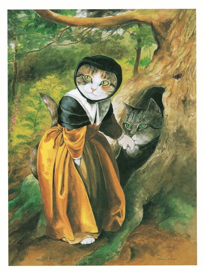 Ilustração de Pre-Raphaelite Cats (pub. 1999) de Susan Herbert