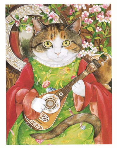Ilustração de Pre-Raphaelite Cats (pub. 1999) de Susan Herbert