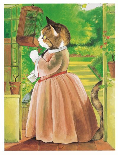 Ilustração de Pre-Raphaelite Cats (pub. 1999) de Susan Herbert