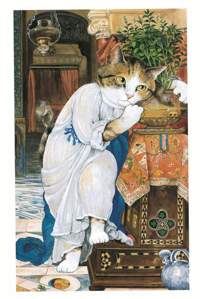 Ilustração de Pre-Raphaelite Cats (pub. 1999) de Susan Herbert