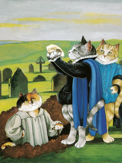 Ilustração de Shakespeare Cats: Livro de cartazes (pub. 2016) de Susan Herbert