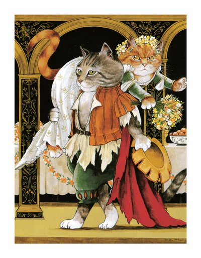 Ilustração de Shakespeare Cats: Livro de cartazes (pub. 2016) de Susan Herbert