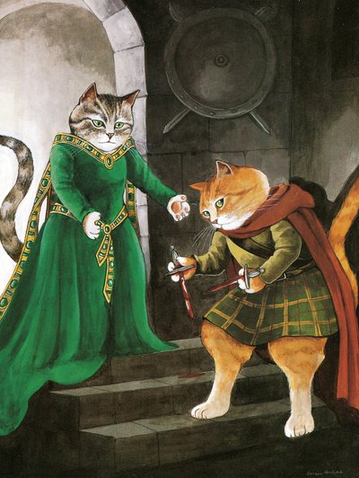 Ilustração de Shakespeare Cats: Livro de cartazes (pub. 2016) de Susan Herbert