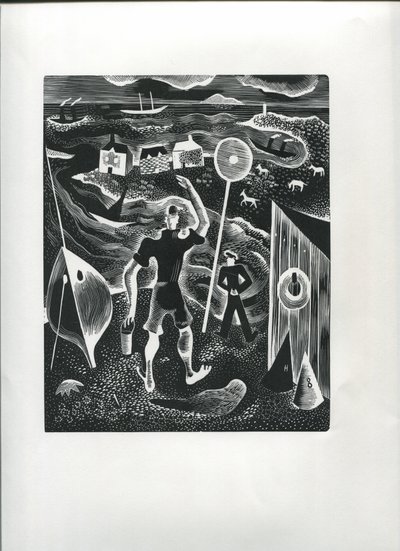 Brightlingsea (gravura em madeira) de Suzanne Cooper