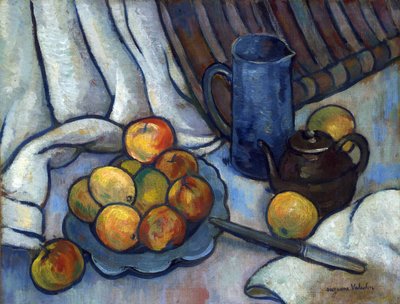 Maçãs, bule e jarro - Pintura de Suzanne Valadon (1865-1938), ca 1919 - Óleo sobre tela, 50,4x65,4 - Coleção Particular de Suzanne Valadon