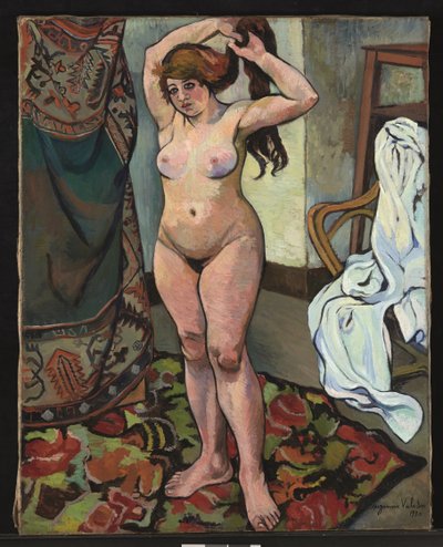 Gilberte nua arrumando o cabelo de Suzanne Valadon