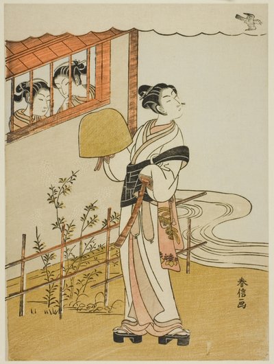 (Fac-símile) O Quarto Mês (Uzuki), da série "Versões Populares de Poetas Imortais em Quatro Estações (Fuzoku shiki kasen)" de Suzuki Harunobu