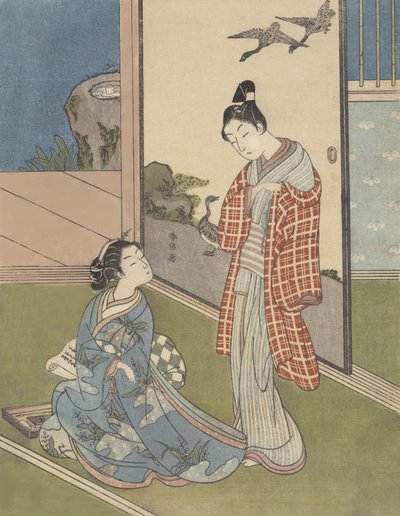 Uma menina escrevendo uma carta, século 18., século 18. de Suzuki Harunobu