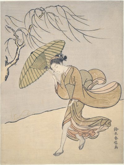 Um dia ventoso no Verão de Suzuki Harunobu