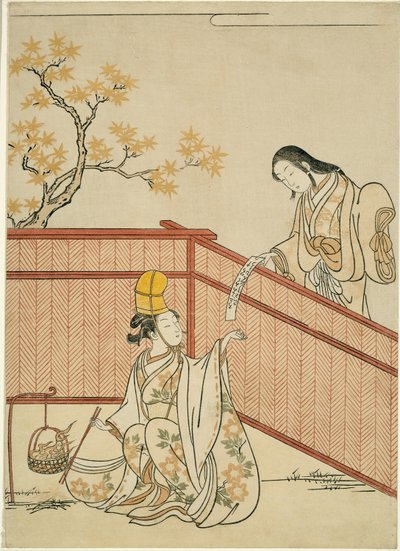Queimando folhas de bordo de outono de Suzuki Harunobu
