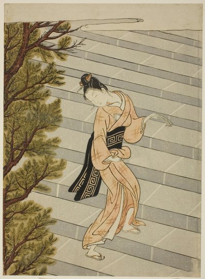 Subindo os degraus cem vezes de Suzuki Harunobu