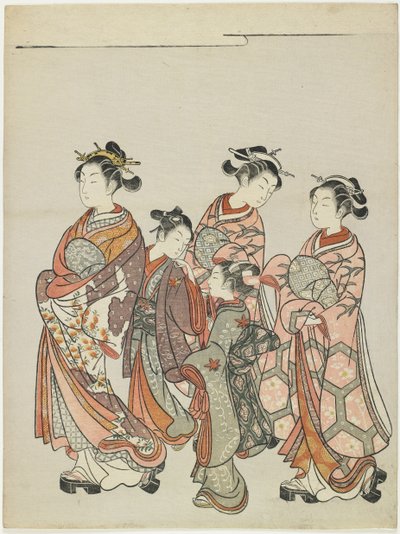 Cortesia com Atendentes no Desfile, após 1766 de Suzuki Harunobu