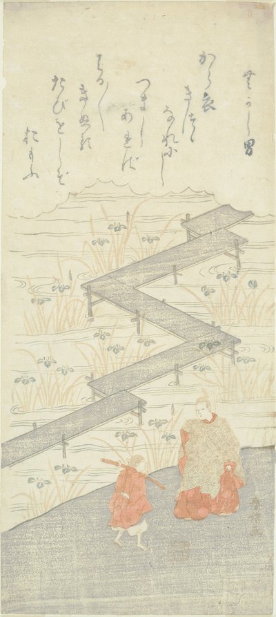 Ponte de oito plataformas (Yatsuhashi), do "Tale of Ise (Ise Monogatari)" de Suzuki Harunobu