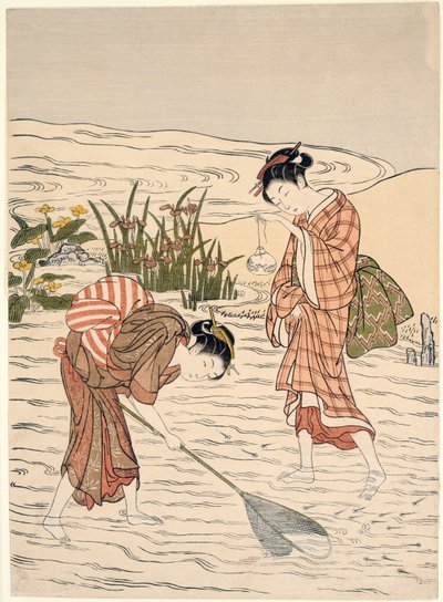 Pesca em águas rasas de Suzuki Harunobu
