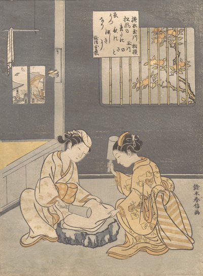 Fulling Cloth no Jewel River Kinuta no Tamagawa, ca. 1768., c. 1768. de Suzuki Harunobu