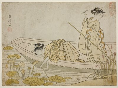 Colher flores de lótus de Suzuki Harunobu