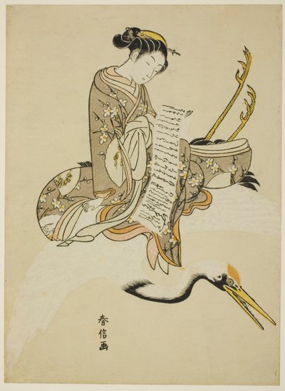 Girl Riding a Crane (paródia de Hi Chobo [chinês: Fei Zhangfang]) de Suzuki Harunobu
