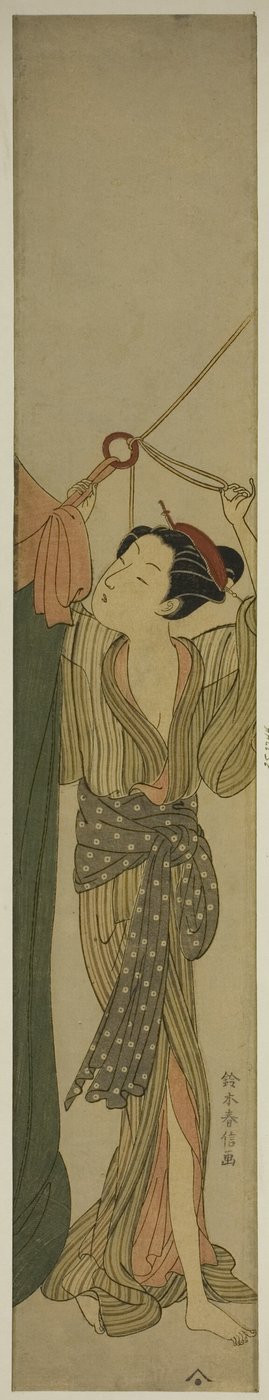 Pendurar um mosquiteiro de Suzuki Harunobu
