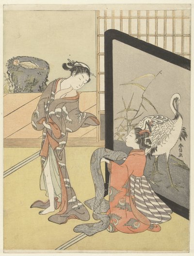 Escolhendo um obi de Suzuki Harunobu