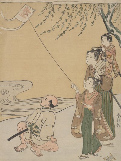 Pipas empinando, c. 1766., c. 1766. de Suzuki Harunobu