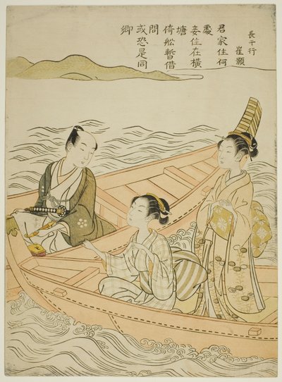 Encontro no Rio (paródia de Hakurakuten) de Suzuki Harunobu