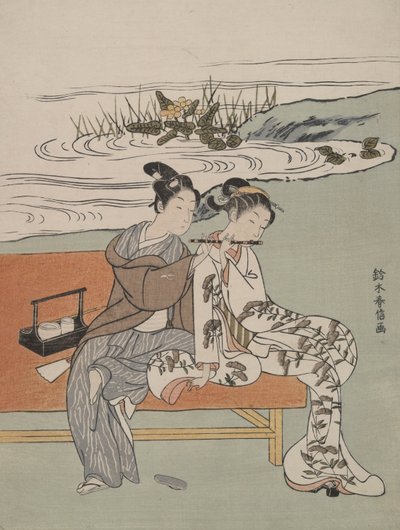 Paródia do Imperador Xuanzong e Yang Guifei de Suzuki Harunobu