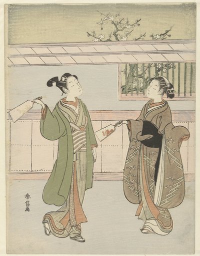 jogando peteca de Suzuki Harunobu