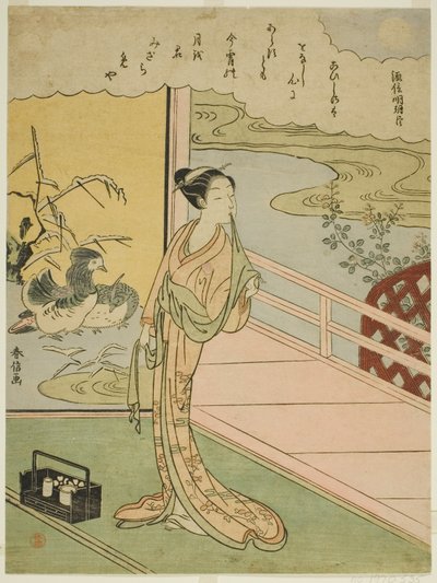 Poema de Minamoto no Saneakira Ason, de uma série sem título de Trinta e Seis Poetas Imortais de Suzuki Harunobu