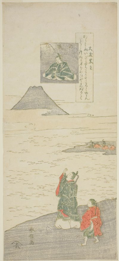 Poema de Otomo no Kuronushi, da série "Seis Poetas Famosos (Rokkasen)" de Suzuki Harunobu