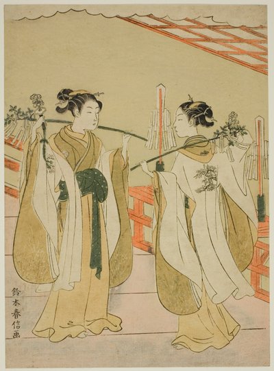 Sh Rine Maita s Ohami plan d Ohatsu Dan Shin g At Yushima Tenjin Sh Rine de Suzuki Harunobu