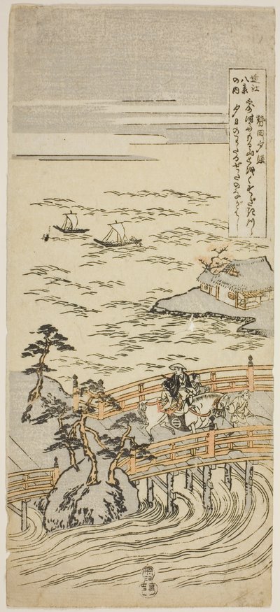 Sunset Glow at Seta (Seta Sekisho), da série "Eight Views of Omi (Omi Hakkei No Uchi)" de Suzuki Harunobu