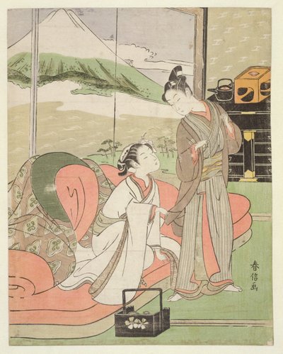 TH Riches 1913 Amante Deixar De Uma Cortesã, c.1768-9 (impressão xilogravura) de Suzuki Harunobu