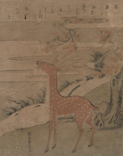 O Grito do Cervo, c. 1760., c. 1760. de Suzuki Harunobu
