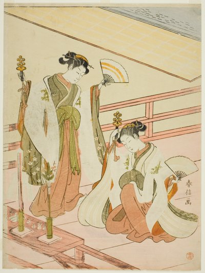 A Dança das Donzelas do Santuário Ohatsu e Onami de Suzuki Harunobu