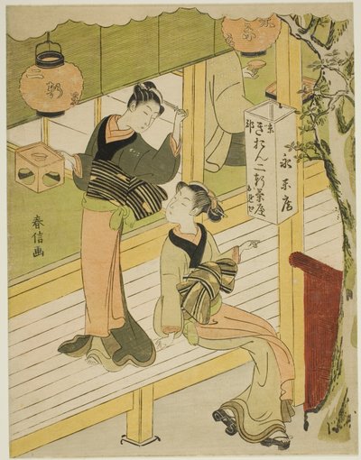 O Eiraku-uma casa de chá em Kyoto de Suzuki Harunobu