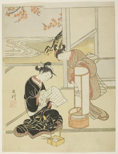 The Evening Glow of a Lamp (Andon no sekisho), da série "Eight Views of the Parlor (Zashiki hakkei)" de Suzuki Harunobu