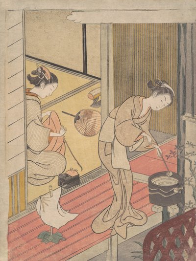 As velas de retorno do toalheiro, c. 1766., c. 1766. de Suzuki Harunobu