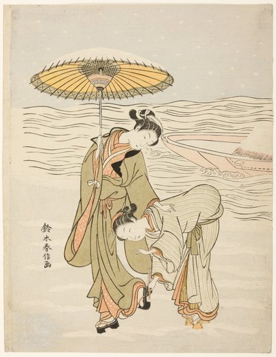 O Geta coberto de neve de Suzuki Harunobu