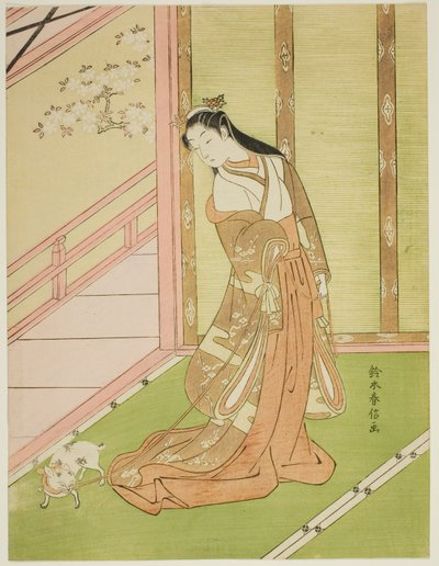 A terceira princesa e seu gato de estimação de Suzuki Harunobu