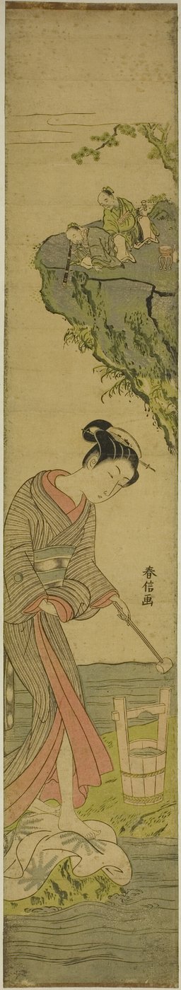 Dois Sábios Olhando para um Pano de Beleza (paródia de Kume Sennin) de Suzuki Harunobu