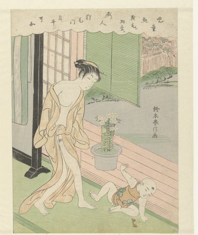 Esposa e filho travesso de Suzuki Harunobu