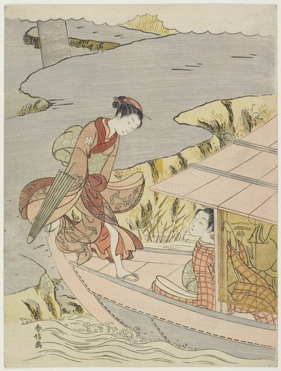 Mulher, embarcar, bote, c. 1767 de Suzuki Harunobu