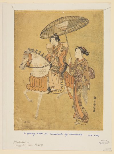 Jovem nobre a cavalo de Suzuki Harunobu