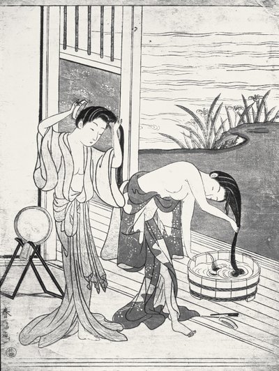 Mulheres jovens em seu toalete de Suzuki Harunobu