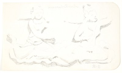 "Mulheres Flutuantes". Folha de estudo após relevos em Borobudur, Java. de Svend Rathsack