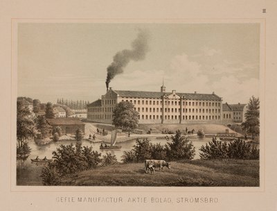 Moinho de algodão, Stromsbro, Suécia, c.1840 (cor litho) de Swedish School