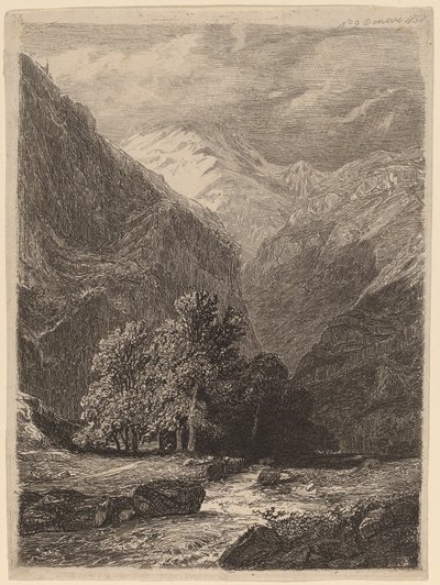 Paisagem montanhosa de Swiss 19th Century